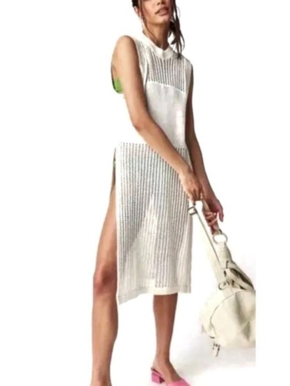 Free People Open-Knit Sleeveless Midi Dress Size Large